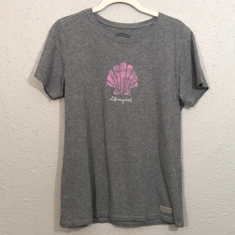 Life is Good Gray Short Sleeve Screen Print “Seashell” T-shirt size M